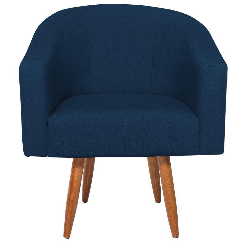Kit 02 Poltronas Decorativas Luiza Pés Palito Suede - Doce Sonho Móveis Azul Marinho - 3