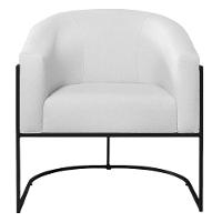 Kit 02 Poltronas Decorativas Luiza Base De Ferro Preto Suede - Doce Sonho Móveis Branco - 3