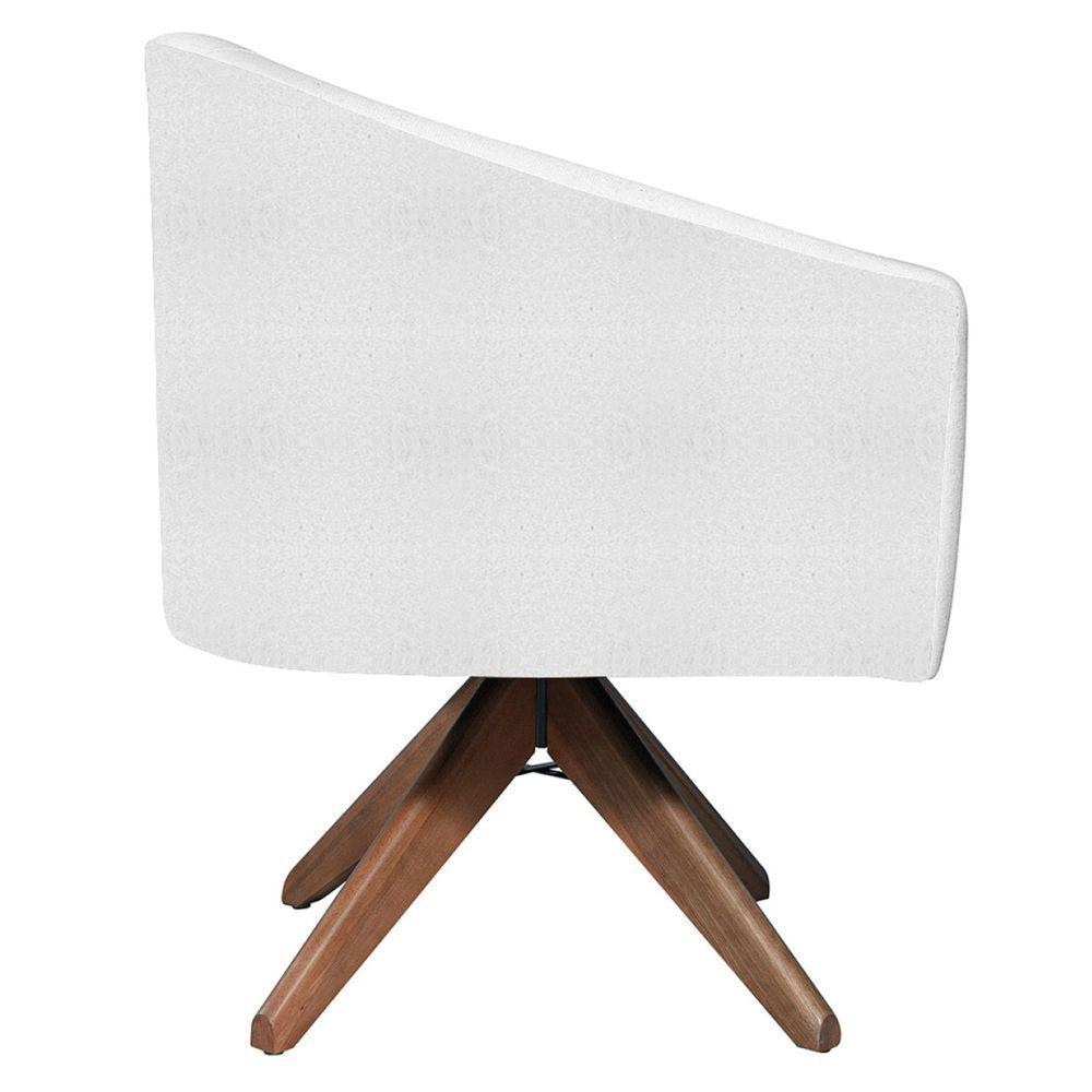 Kit 02 Poltronas Decorativas Luiza Base Giratória De Madeira Suede - Doce Sonho Móveis Branco - 4