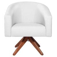 Kit 02 Poltronas Decorativas Luiza Base Giratória De Madeira Suede - Doce Sonho Móveis Branco - 3