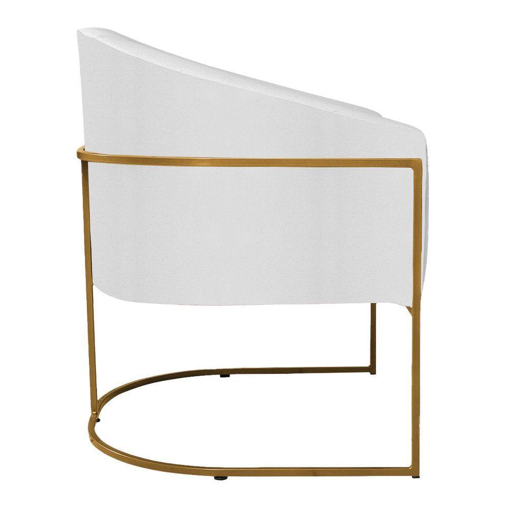Kit 02 Poltronas Decorativas Luiza Base De Ferro Dourado Suede - Doce Sonho Móveis Branco - 3