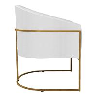 Kit 02 Poltronas Decorativas Luiza Base De Ferro Dourado Suede - Doce Sonho Móveis Branco - 3