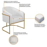 Kit 02 Poltronas Decorativas Luiza Base De Ferro Dourado Suede - Doce Sonho Móveis Branco