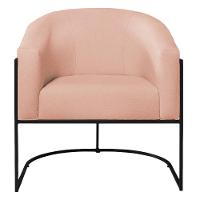 Kit 02 Poltronas Decorativas Luiza Base De Ferro Preto Suede - Doce Sonho Móveis Rosê - 3