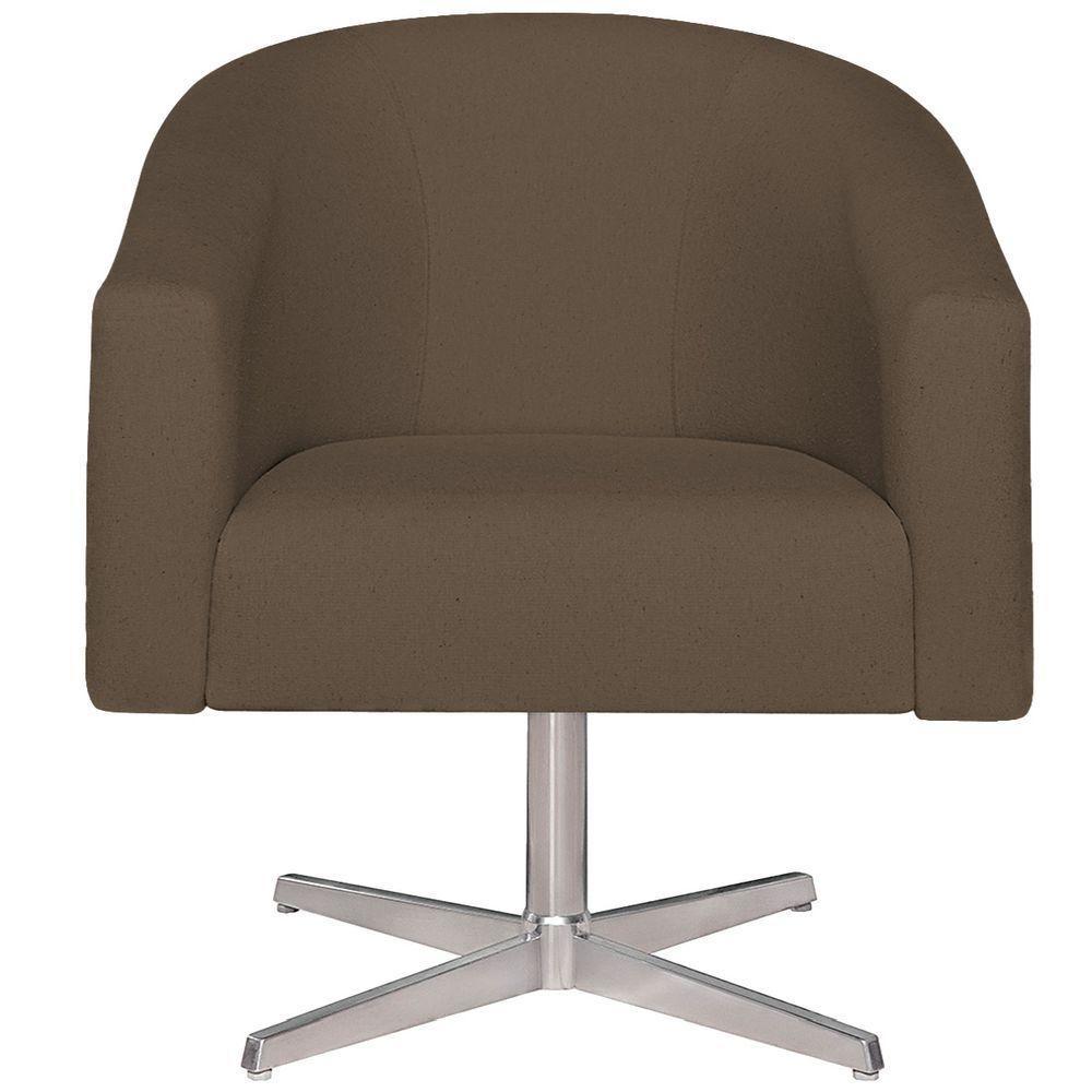 Kit 02 Poltronas Luiza Base Giratória De Metal Suede - Doce Sonho Móveis Marrom - 3