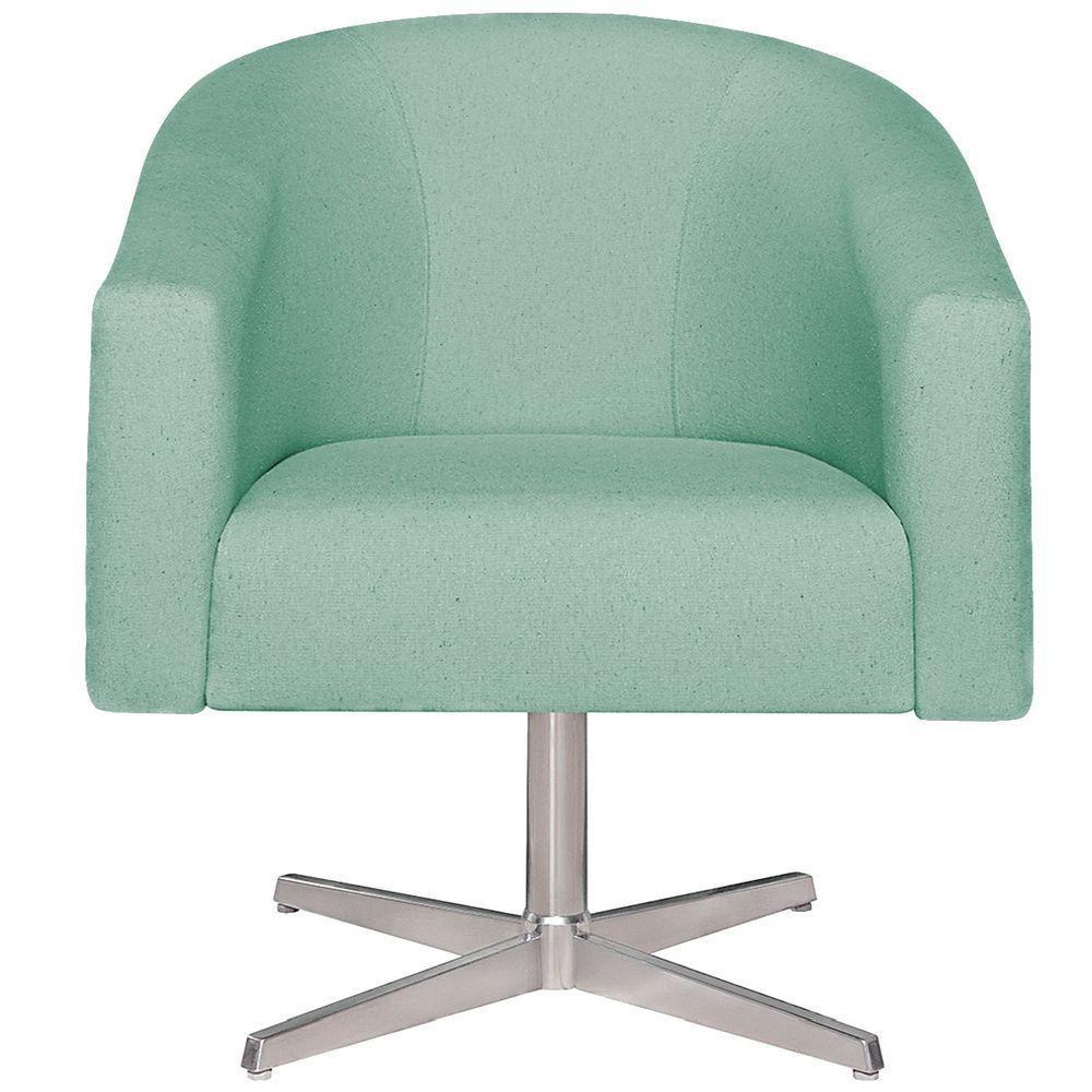Kit 02 Poltronas Luiza Base Giratória De Metal Suede - Doce Sonho Móveis Azul Tiffany - 3