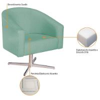 Kit 02 Poltronas Luiza Base Giratória De Metal Suede - Doce Sonho Móveis Azul Tiffany - 5