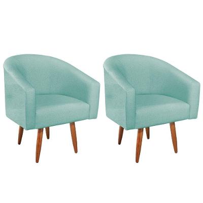 Kit 02 Poltronas Decorativas Luiza Pés Palito Suede - Doce Sonho Móveis Azul Tiffany