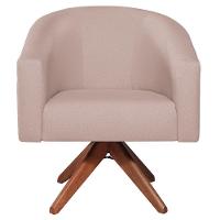 Kit 02 Poltronas Decorativas Luiza Base Giratória De Madeira Suede - Doce Sonho Móveis Rosê - 3