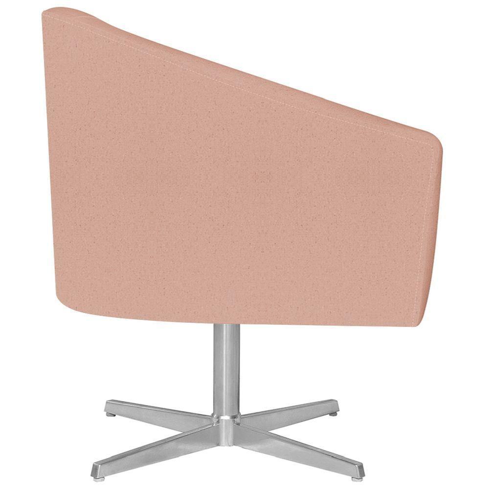 Kit 02 Poltronas Luiza Base Giratória De Metal Suede - Doce Sonho Móveis Rosê - 4