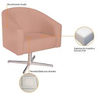 Kit 02 Poltronas Luiza Base Giratória De Metal Suede - Doce Sonho Móveis Rosê - 5