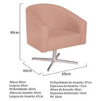 Kit 02 Poltronas Luiza Base Giratória De Metal Suede - Doce Sonho Móveis Rosê - 6