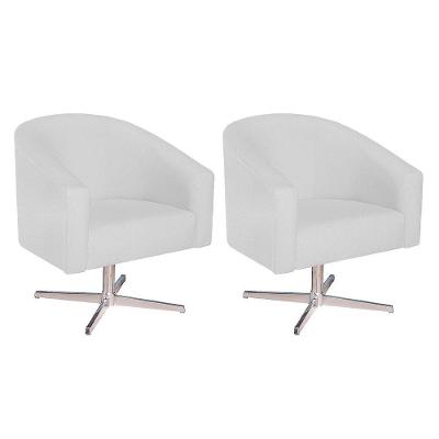 Kit 02 Poltronas Luiza Base Giratória De Metal Suede - Doce Sonho Móveis Branco