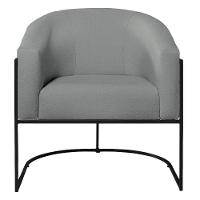 Kit 02 Poltronas Decorativas Luiza Base De Ferro Preto Suede - Doce Sonho Móveis Cinza - 3