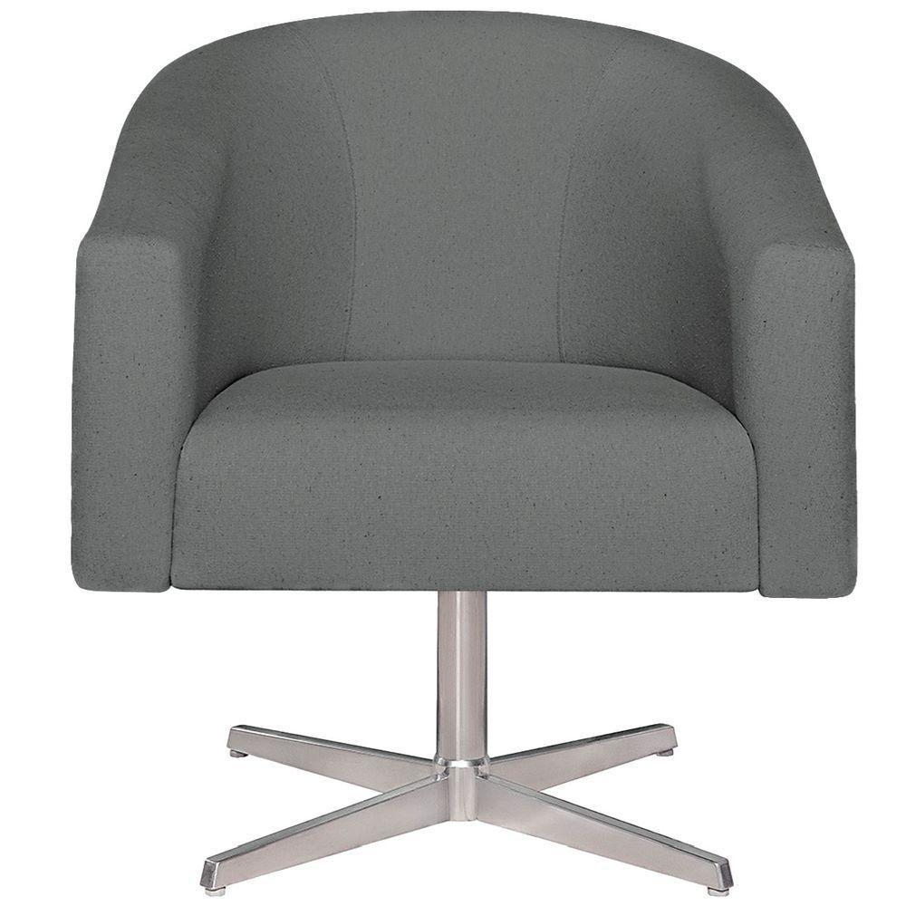 Kit 02 Poltronas Luiza Base Giratória De Metal Suede - Doce Sonho Móveis Cinza - 3