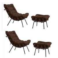 Kit 2 Poltronas Costela Com 2 Puffs Suede Marrom - 1