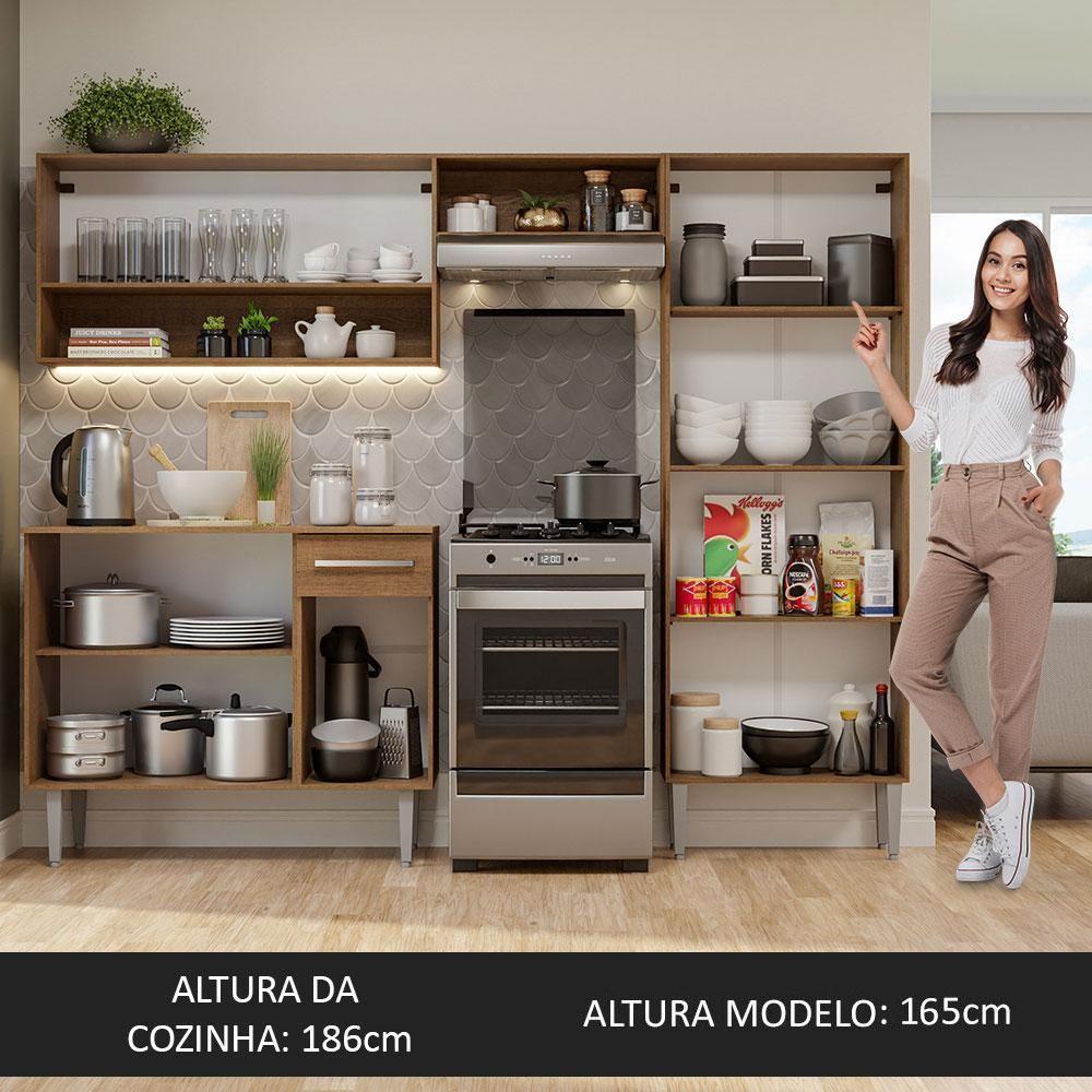 Cozinha Completa Madesa Emilly Pop Com Armário E Balcão - Rustic/cinza Rustic/cinza - 2