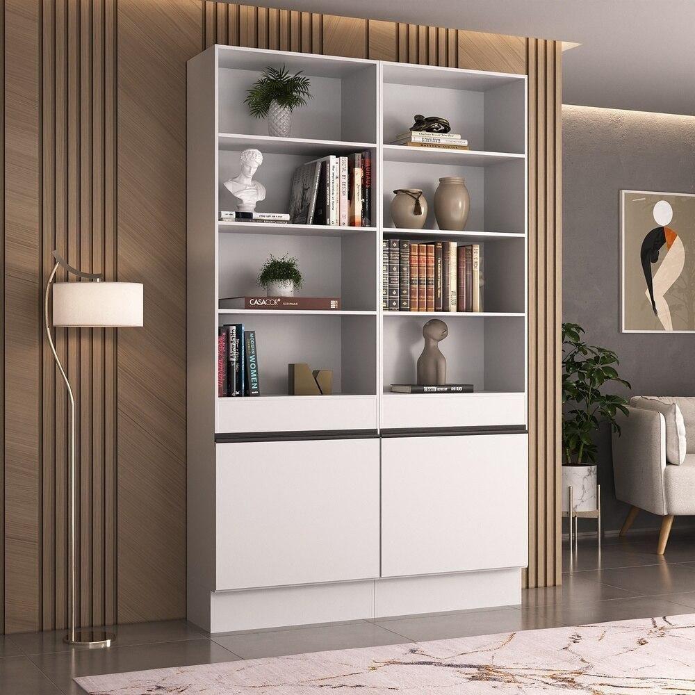 Armário/estante Escritório 2 Portas Multimóveis Mp7000 Branco/preto Branco/preto - 3