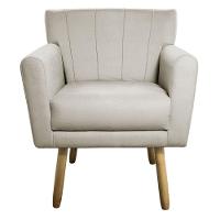 Kit 02 Poltronas Laura Pés Palito Linho - Amarena Móveis Bege