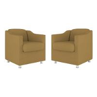 Kit 02 Cadeiras Poltronas Decorativas Recepção Clinica Suede Cor:capuccino - 1