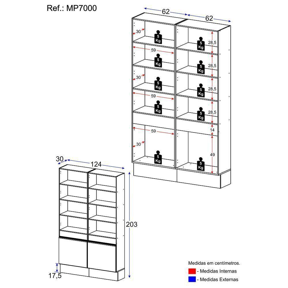 Armário/estante Escritório 2 Portas Multimóveis Mp7000 Branco Branco - 4