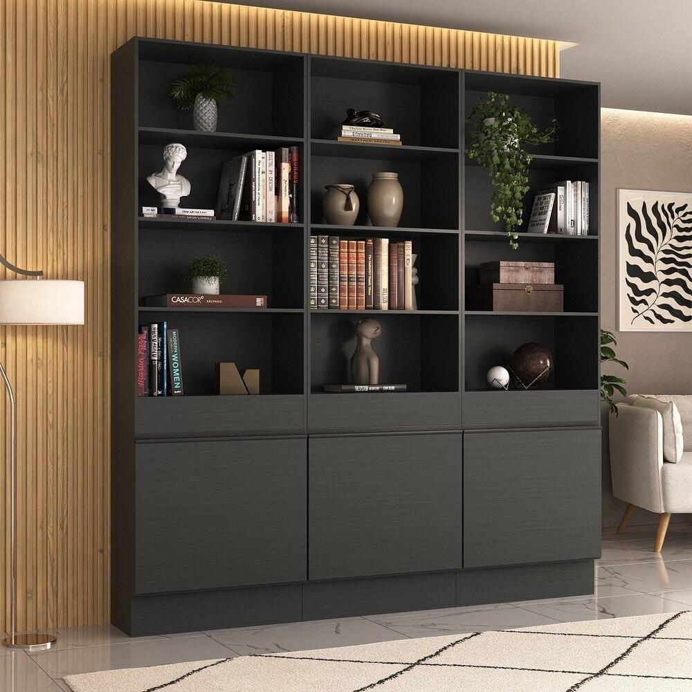 Armário/estante Escritório 3 Portas Multimóveis Mp7001 Preto Preto - 2