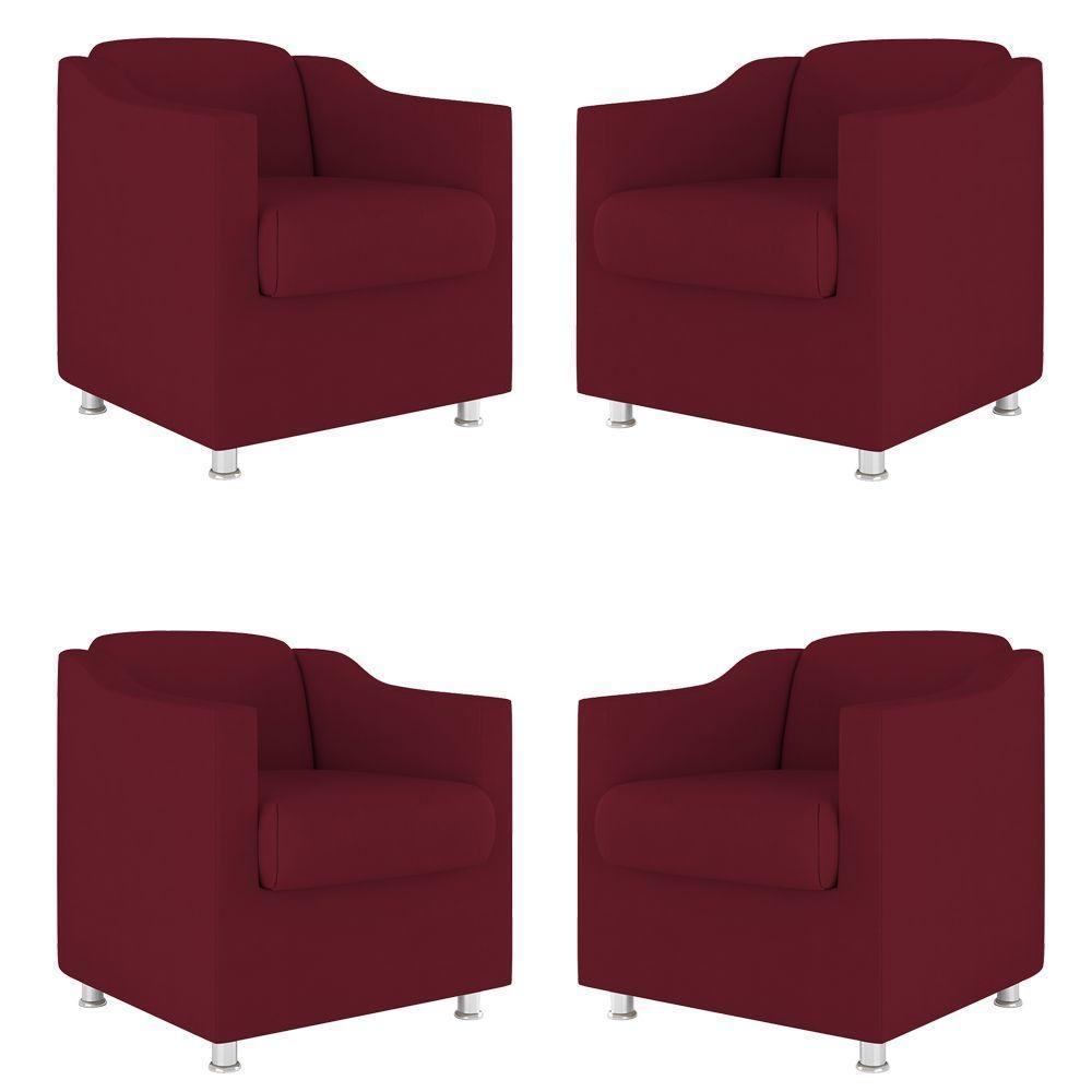 Kit 04 Poltronas Tilla Consultório Recepção Sala Suede Cor:marsala - 1