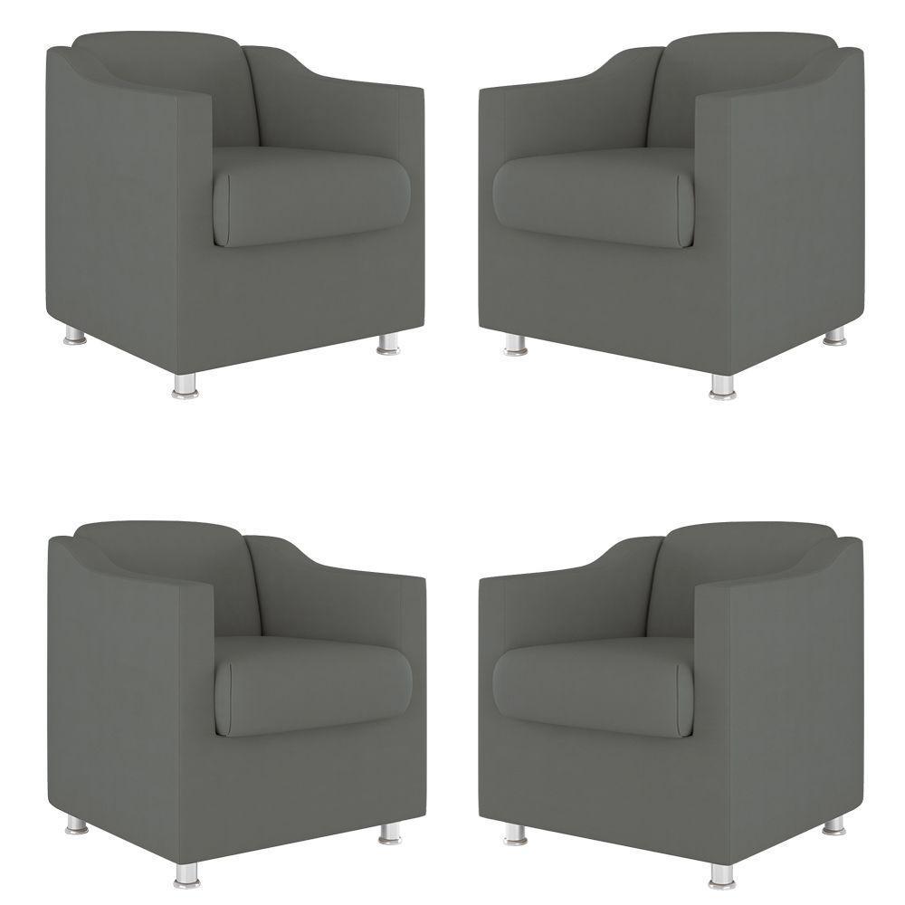 Kit 04 Poltronas Tilla Consultório Dentista Recepção Sala Cor:Cinza - 1