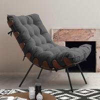 Kit 2 Poltronas Costela Com 2 Puffs Suede Cinza - 2