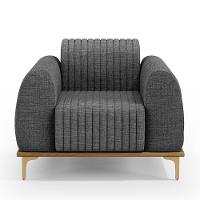 Poltrona Com Pés D'Ouro Molino D02 Linho Cinza Escuro C-416 - 6