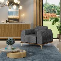 Poltrona Com Pés D'Ouro Molino D02 Linho Cinza Escuro C-416 - 7