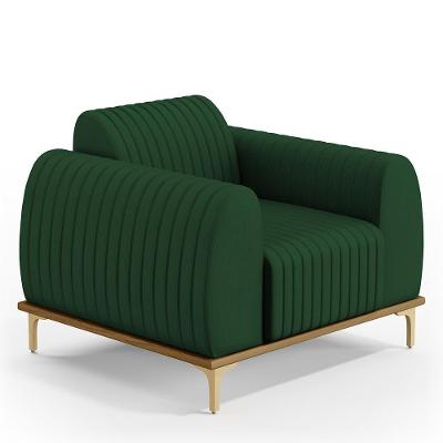 Poltrona Decorativa Molino D02 Veludo Verde Musgo Lyam Decor