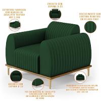 Poltrona Com Pés D'Ouro Molino D02 Veludo Verde Musgo C-303 - 5