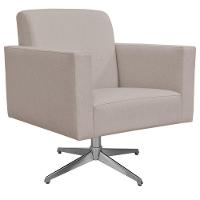 Poltrona Com Base Giratória Para Sala De Estar Linho Bege - 1