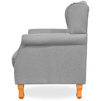 Poltrona Com Puff Paris Luis Xv L02 Linho Cinza Escuro - 2