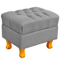 Poltrona Com Puff Paris Luis Xv L02 Linho Cinza Escuro - 7