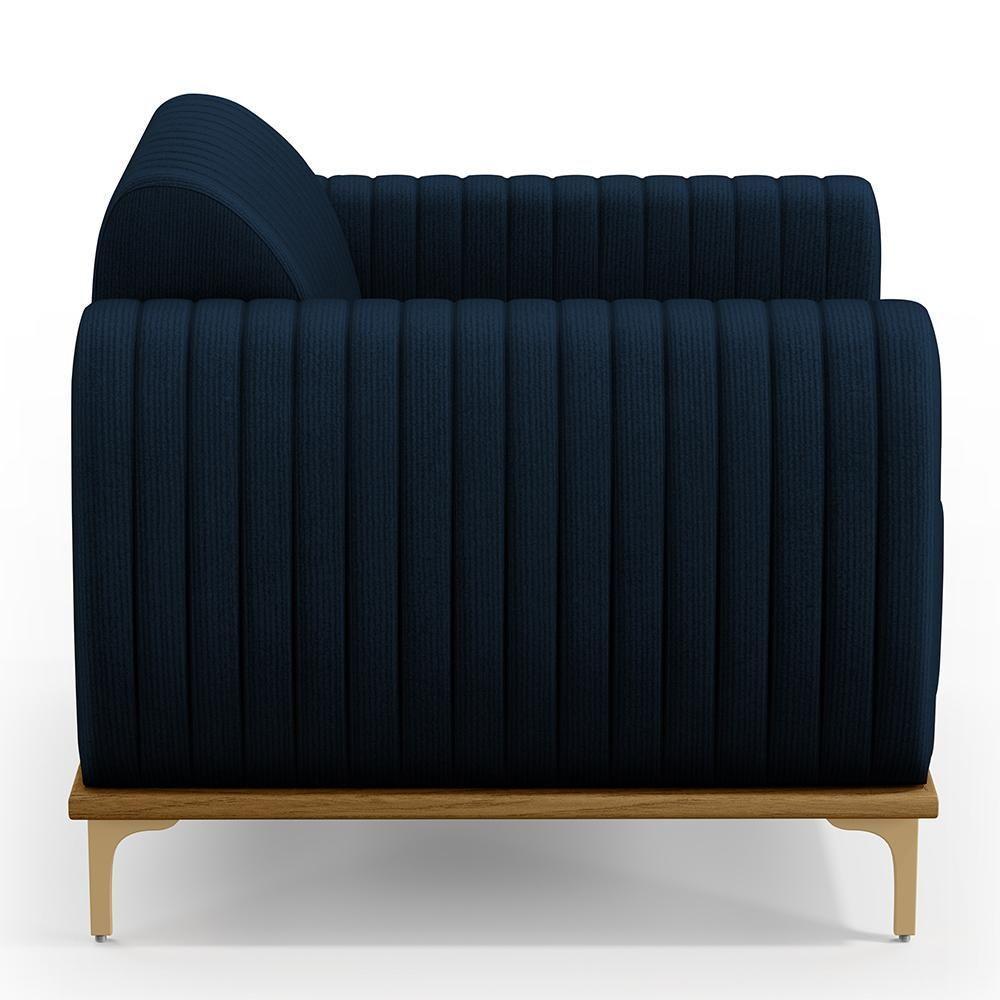 Poltrona Com Pés D'Ouro Molino D02 Veludo Azul Oxford C-304 - 3