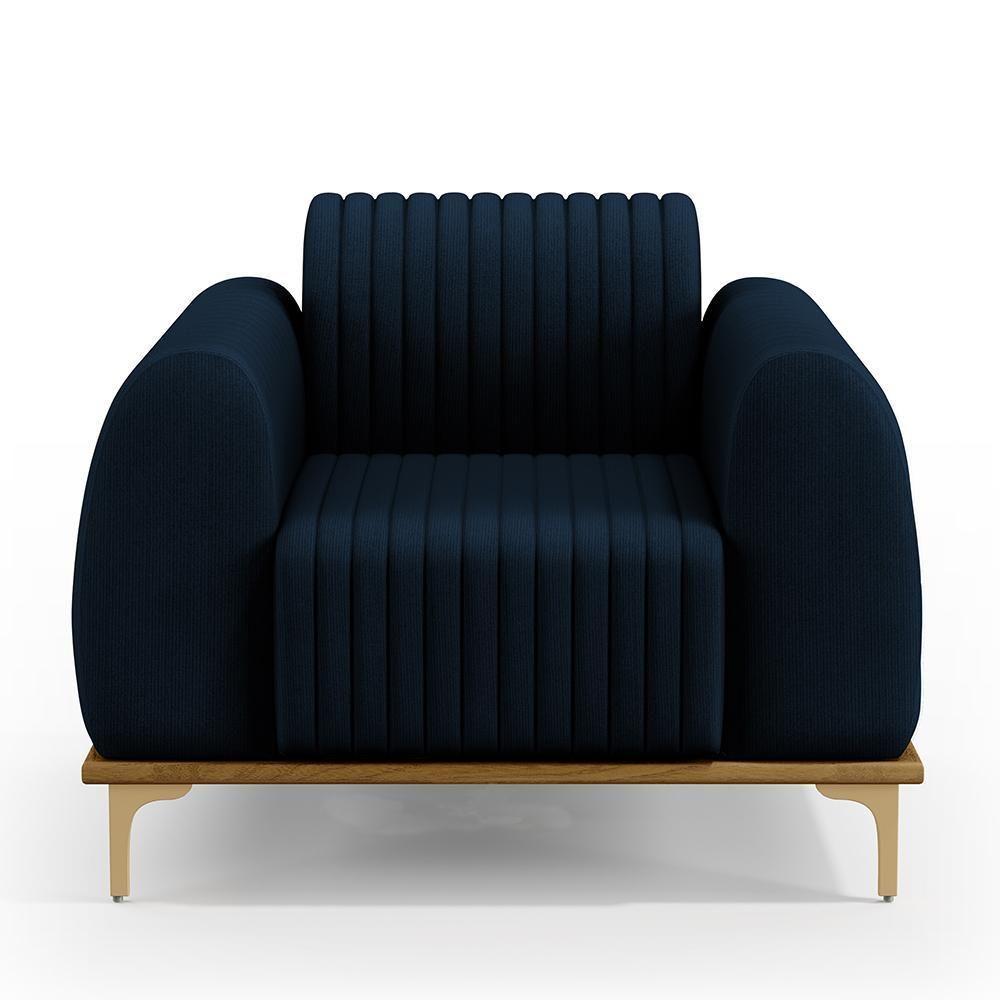 Poltrona Com Pés D'Ouro Molino D02 Veludo Azul Oxford C-304 - 6