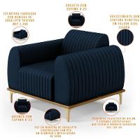 Poltrona Com Pés D'Ouro Molino D02 Veludo Azul Oxford C-304 - 5