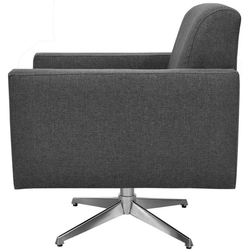 Poltrona Com Base Giratória Para Sala De Estar Linho Chumbo - 3