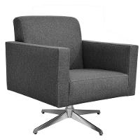 Poltrona Com Base Giratória Para Sala De Estar Linho Chumbo - 1