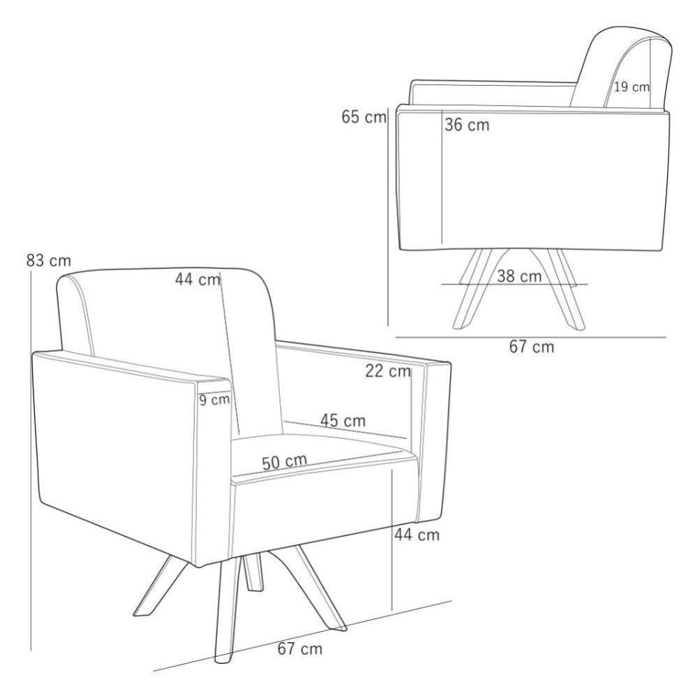 Poltrona Com Base Giratória Para Sala De Estar Suede Bege - 5