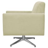 Poltrona Com Base Giratória Para Sala De Estar Suede Bege