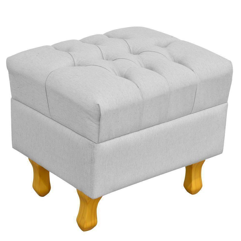 Poltrona Com Puff Paris Luis Xv L02 Linho Cinza - 5