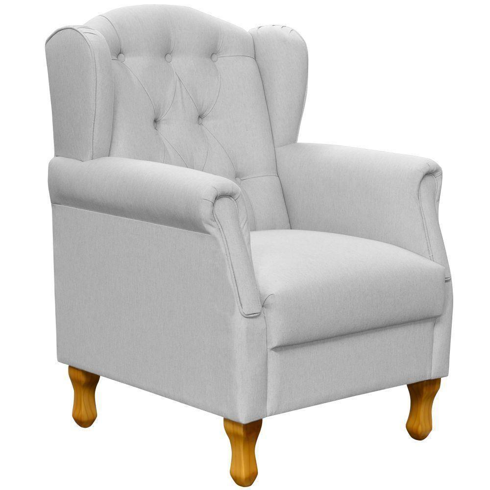 Poltrona Com Puff Paris Luis Xv L02 Linho Cinza - 6