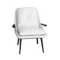 Poltrona Decorativa Cintia Com Pés Madeira Linho Palha - 1