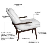 Poltrona Decorativa Cintia Com Pés Madeira Linho Palha - 3