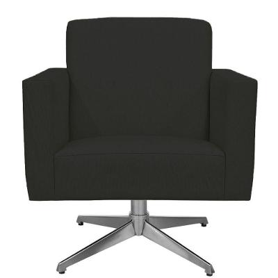 Poltrona Giratória Helô L02 Para Sala De Estar Suede Preto Lyam Decor