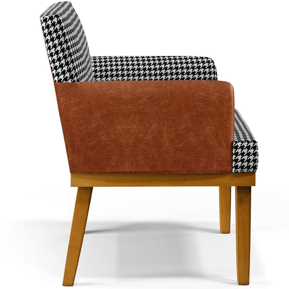 Poltrona Base Mel Suede Pied Poule Couríssimo Camel - 5