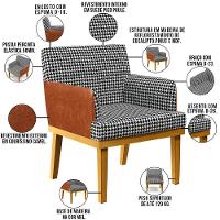 Poltrona Base Mel Suede Pied Poule Couríssimo Camel - 6